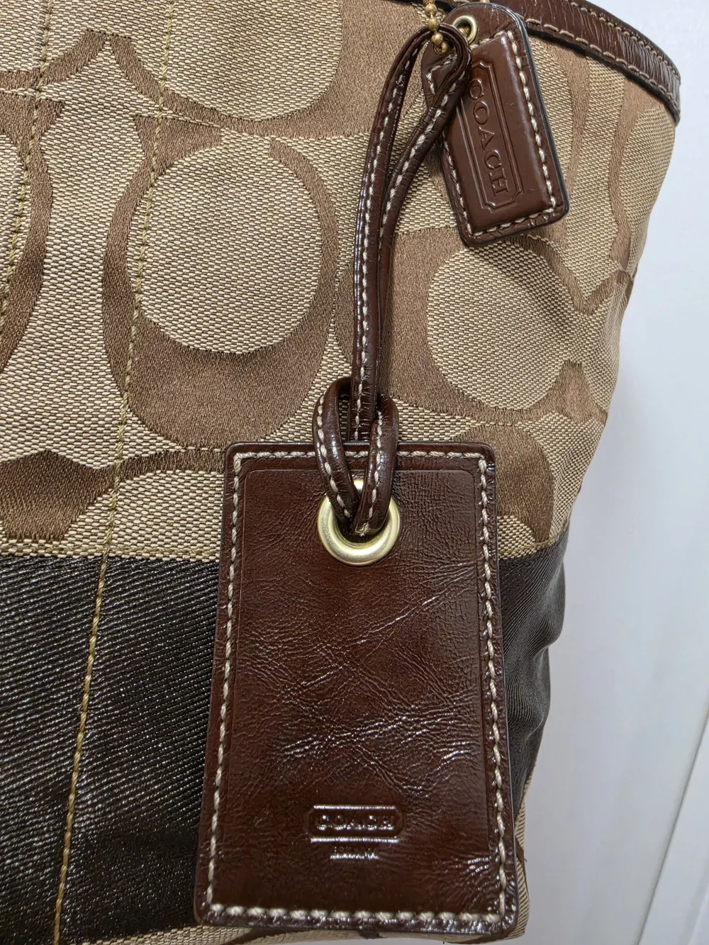 Coach Tan & Brown Signature Canvas Shoulder Tote